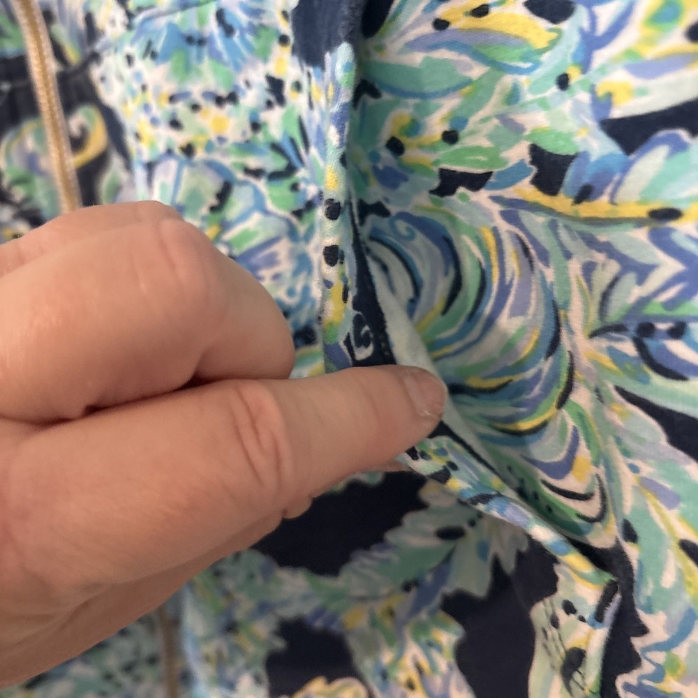 Lilly Pulitzer Betsey Zip Up Scuba Doo High Tide Jacket Blue Size Large Preppy - Picture 4 of 7